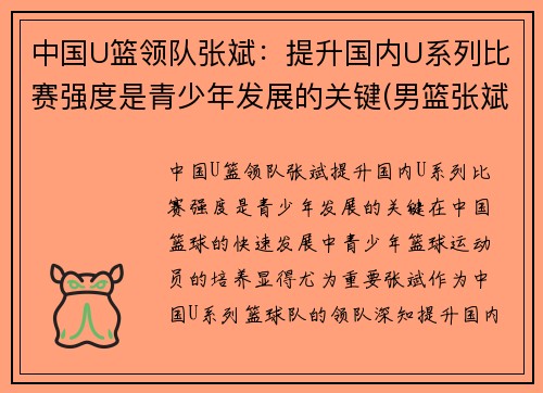 中国U篮领队张斌：提升国内U系列比赛强度是青少年发展的关键(男篮张斌)